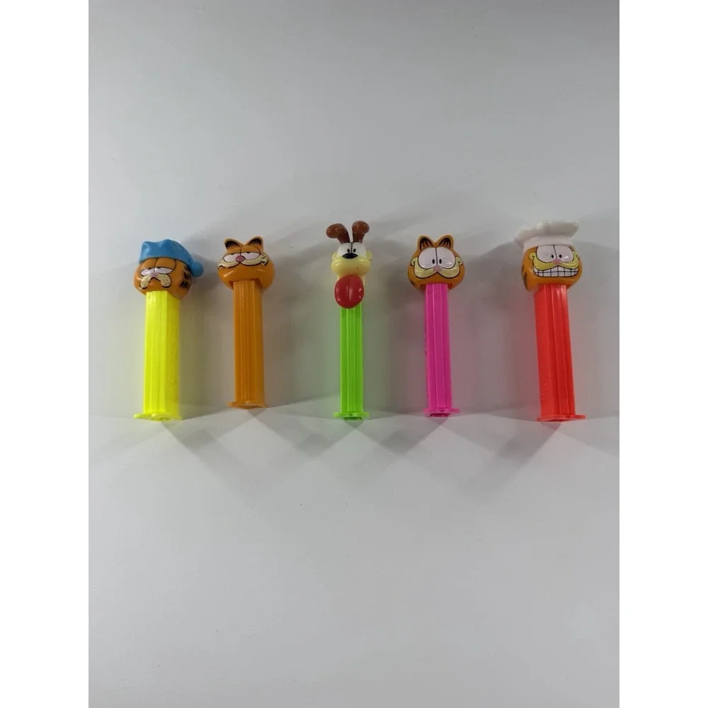 Vintage Garfield Odie PEZ Dispenser Lot 5‎ Sleepy Chef Pink Stem